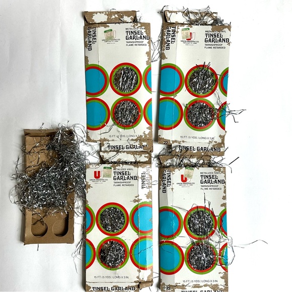 Vintage Tinsel Icicles Lot of 4 Boxes by Union Wadding Co. - Picture 1 of 8